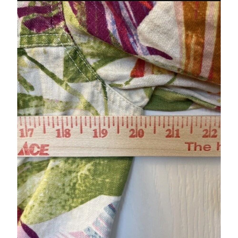 Chicos Floral Tropical Hawaiian Print Linen Blend Button Up Jacket Size 1 - Picture 11 of 11